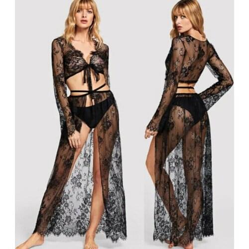 Sexy Womens Summer Lace Beach Dress Robe Beachwear Swimwear Bikini Cover Up Kaftan Lady Dress