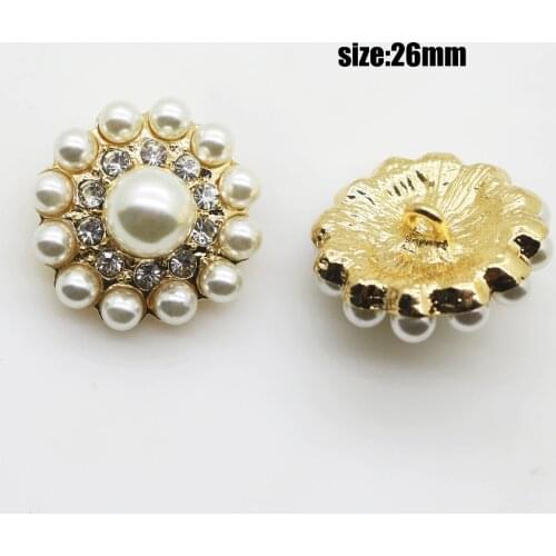 Sell Well 5Pcs/Set 26MM Metal Fashion Flower Round Pearl Button Jewelry Wedding DIY Needlework Sewing Buckle