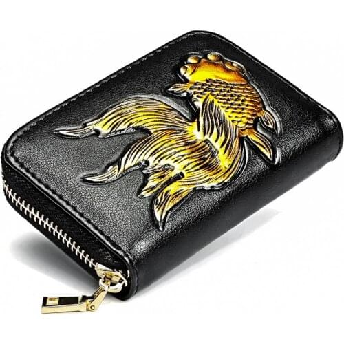 Trendy genuine Leather Short Women Wallet Zipper Small Women Wallets Retro Print Money Bag Coin Purse Pocket Credit Card holder