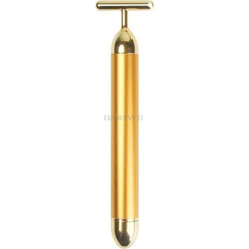 24k Gold Vibration Facial Slimming Face Beauty Bar Pulse Firming Facial Roller Massager Lift Skin Tightening Wrinkle Stick