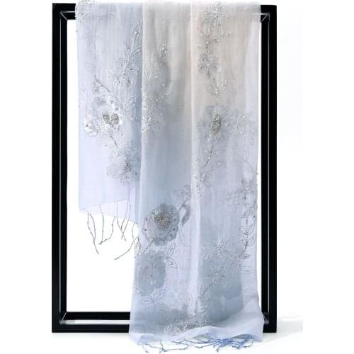 Japanese simple gradient color hand-embroidered sunshade silk scarf shawl India long-staple cotton breathable spring and summer