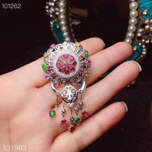 KJJEAXCMY boutique jewelry 925 silver inlaid natural tourmaline ladies necklace pendant support test