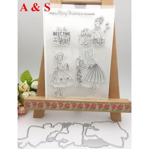 Z09 Angle Girl CLEAR STAMPS Metal Cutting Dies or Transparent Clear Stamp for Scrapbooking DIY Embossing Folder Template Crafts