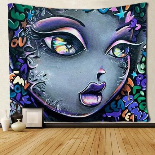Funny Cute Afro African American Girl Colorful Hair Tapestry Custom