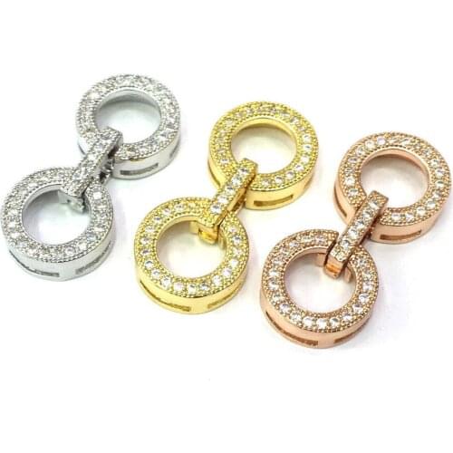 Mixed Color jewelry Watch Band Clasp Brass Micro Pave Cubic Zirconia Fold Over Clasps DIY Gem Stone Pearl Bracelet 22*10*4mm