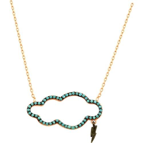 New Lightning Necklace Thunderbolt Lady Fashion Trend Cloud Necklace Women FlashTurquoise Silver Pendant 925 Sterling Silver