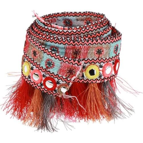 1 Yard Red Jacquard Tassel Ribbon Trim Tassel Fringe Trim Ribbon Cotton Made for Curtain Cushion Decorative Accessories