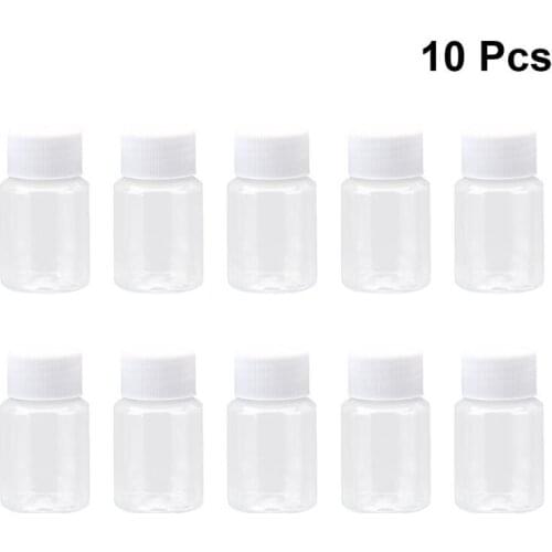 10pcs 50ml Empty Spray Bottles Storage Bottles Plastic Transparent Empty Refillable Container with Lid for Needles Liquid Beads