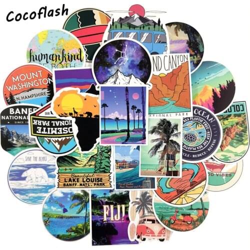 100PCS Outdoors Doodling Retro Adventure Retro Travel Stickers For Laptop Computer Motorcycle Skateboard Toy Sticker