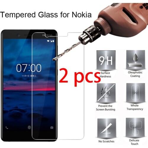 2 pcs! 9H HD Tempered Glass Screen Protector for Nokia 9 8 7 Plus 6 5 2017 Protective Glass Front Film for Nokia 4 3 2 1
