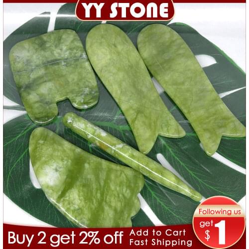 5pcs Scraping Massage Facial Skin Care Jade Back Body Massage & Relax Face leg Slimming thin Scraper V line