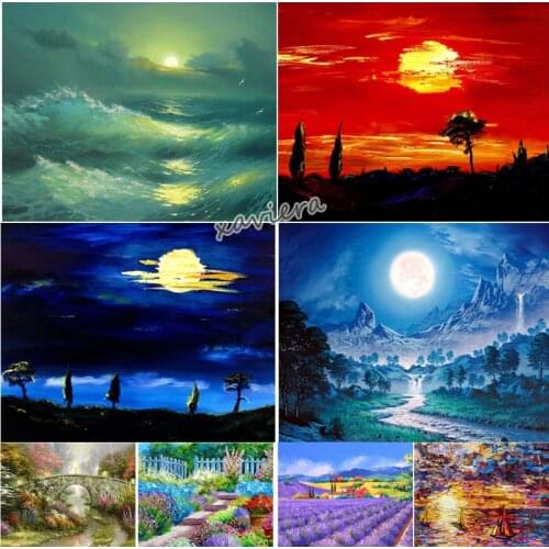 Abstract Garden Scenery Diamond Painting Night Scene 5D DIY Embroidery Full Square Drill Cross Stitch Home Decor Mosaic Picture