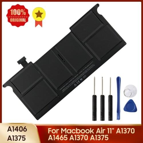 Original Laptop Battery A1406 A1375 for Macbook Air 11" A1370 A1465 A1370 4680mAh Replacement Battery + Tools