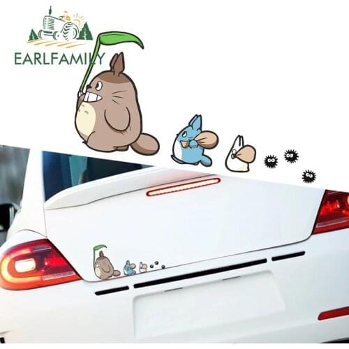 EARLFAMILY 13cm x 5.6cm for Tonari No Totoro Anime Car Stickers Hellaflush Window Decals Vinyl Trunk JDM Camper Car Accessories