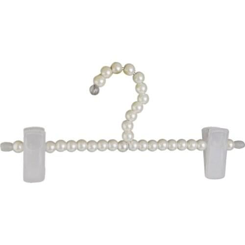 White Pearl Clothes Trouser Hangers Hook W/Clips For Children Kids
