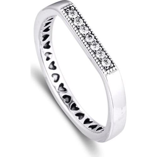 CKK Ring Sparkling Bar Stacking Rings Women Anel Feminino 100% 925 Jewelry Sterling Silver Anillos Mujer Wedding Engagement