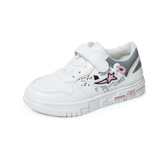 Childrens Shoes 2021 Leather Waterproof New Soft-soled Boys Shoes Girls Sports Running Shoes Casual Kids White Shoes