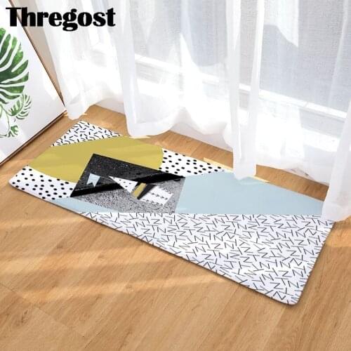 Geometric Printed Kitchen Mat Set Long Carpet Hallway Doormat Bedside Floor Mat Non-slip Water Absorption Bathroom Rugs