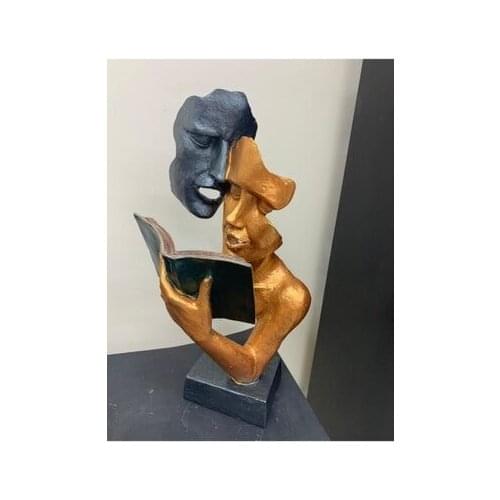 Two Trinket Sculpture Busts Reading Books bulk polyester The painting is completely handmade