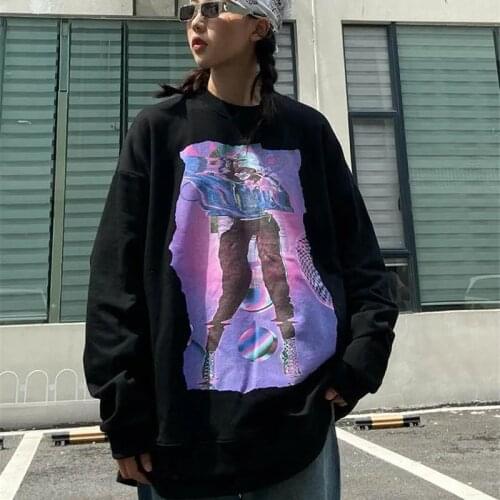 E Girl Aesthetic Anime Hoodies Sweatshirt O-neck Oversized Pullover Japanese Fashion Harajuku Fashion Clothes for Teens 2021 New