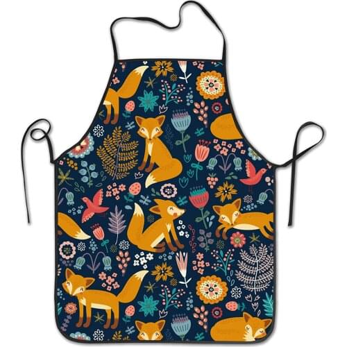Flowers And Fox Tools Chef Kitchen Cooking And Baking Aprons Bib Aprons
