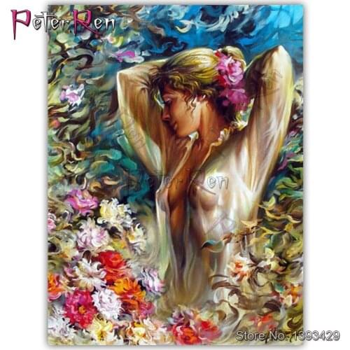 DIY Diamond painting Women Diamond embroidery flowers Full Square Round rhinestones Cross stitch Wall Painting Sexy beauty girl