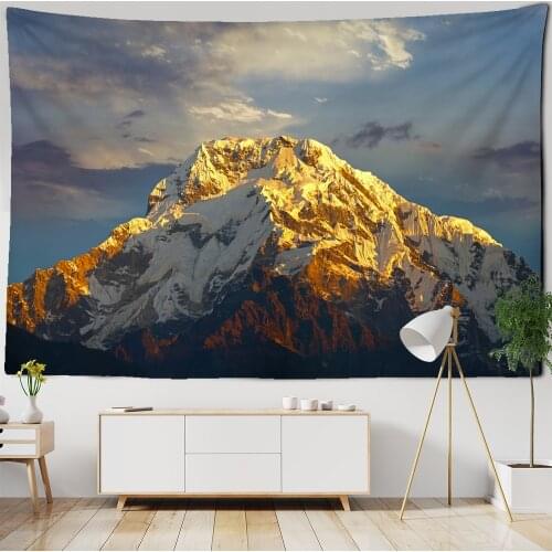 Sunrise of Mountain Peak Tapestry Himalayas Scenery Wall Hanging Hippie Cloth Backdrop Beach Mat Dorm Home Decor