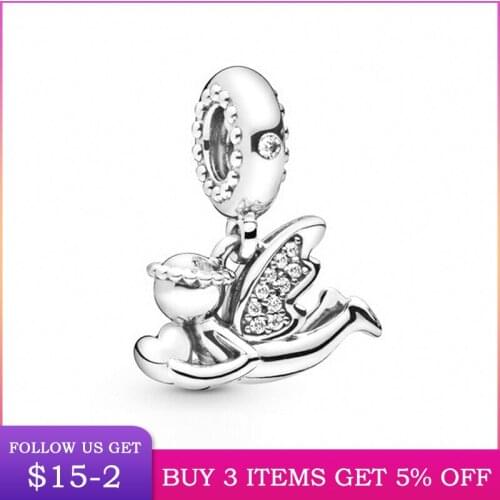 LByzHan Genuine 100% Real 92 5 Charm Angel Of Love Dangle Charm Beads Fit Women 3mm Bracelet & Necklace DIY Jewelry