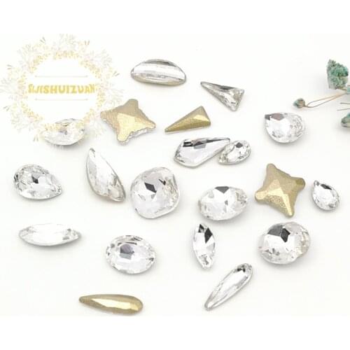 Best selling!Mixing HQ White shape and sizes Glass Crystal rhinestones DIY Clothing accessories and nails Free shipping