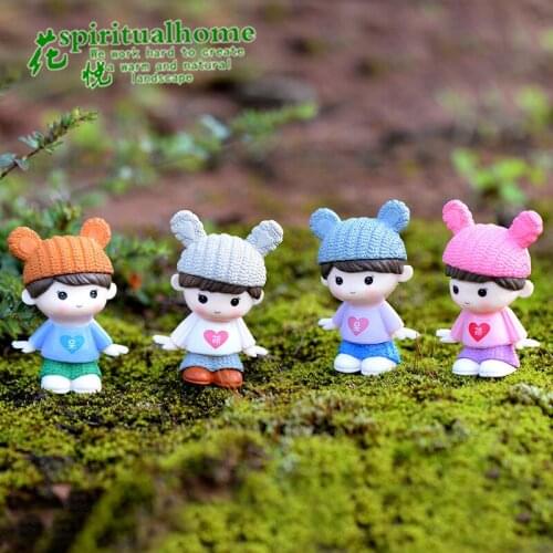 2pcs/set Lovers Couple Miniature Mini Doll DIY Terrarium Figurines Fairy Garden Decor Valentines Day Gift Home Accessories