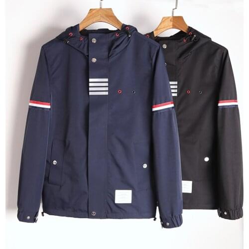 2021 Fashion Brand Jacket Men Zipper Cardigans Clothing Spring Autumn Hooded Striped Waterproof Casual Coat With Nood