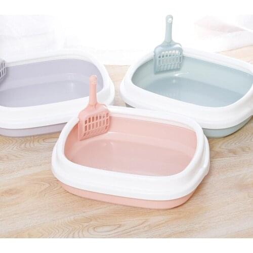 High-side litter litter cat toilet to send cat litter scoop Semi-enclosed cat litter box splash-proof oval cat litter bedpan