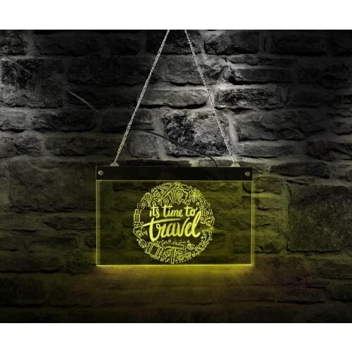 Its Time To Travel Adventure LED Wall Hanging Neon Sign Vacation Holiday Trips With Family and Friends Travel Souvenir Gift