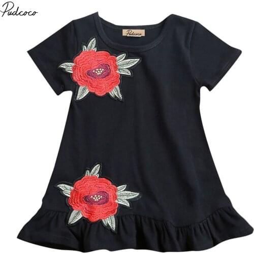 Pudcoco Girl Dress Toddler Kids Baby Girls 3D Flower Summer Party Dress Sundress Clothes 0-4T