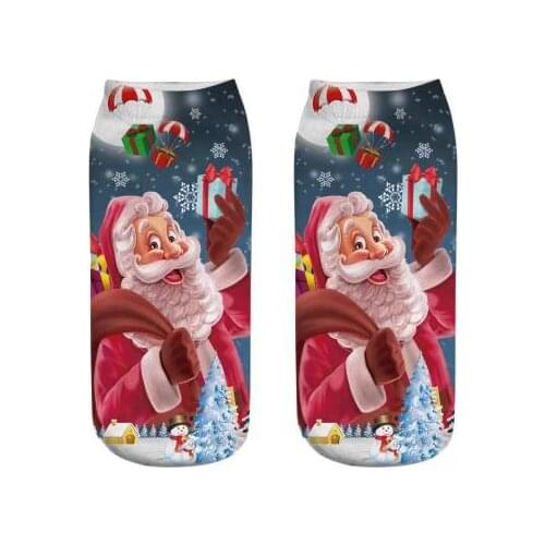 1 Pair Christmas Woman Socks Cartoon Santa Claus Elk Animal Pattern Socks Holiday Warm Fashion Cartoon Christmas Socks