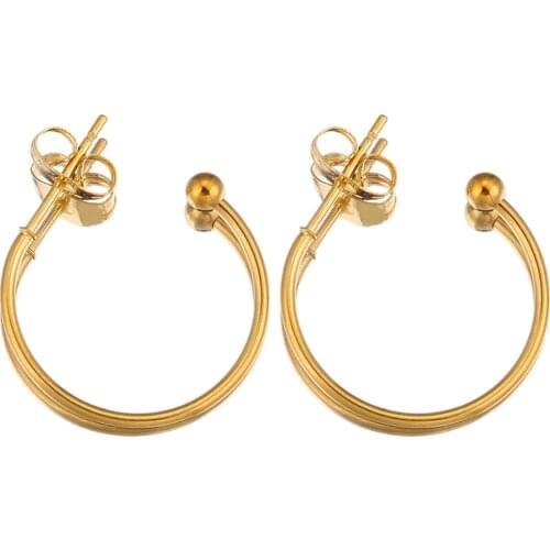 10pcs Lot Stainless Steel Gold Round Korean Earrings Big Hoops Earring Ear Rings for Women Female Jewelry Wholesale Items