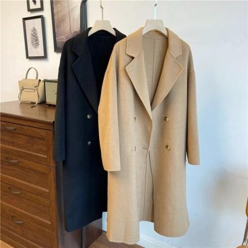 2021 Special discount, tsuen wan new wool trench coat pure hand-made of camels hair and black