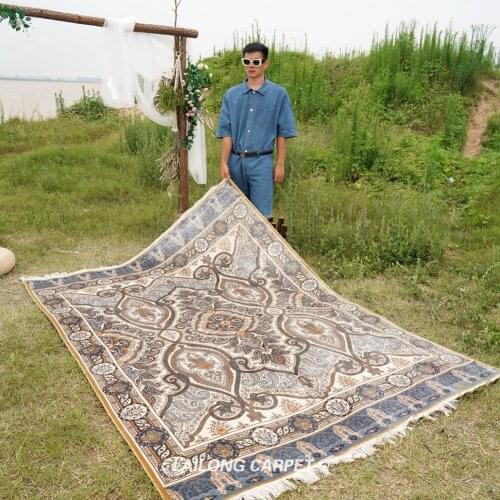 6'x8.3' Luxury handmade living room area carpet hand made china silk carpet (ZQG411A)