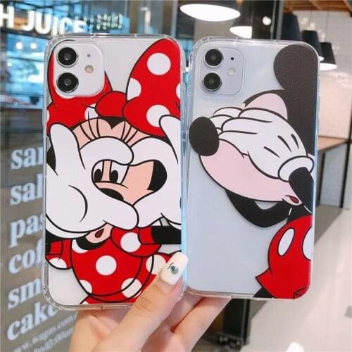 DISNEY 2021 Mickey Minnie Silicone Case for iPhone 11 Pro Xs Max iPhone 12 Pro 7 8 Plus Official Liquid Silicon 360 Full Cover
