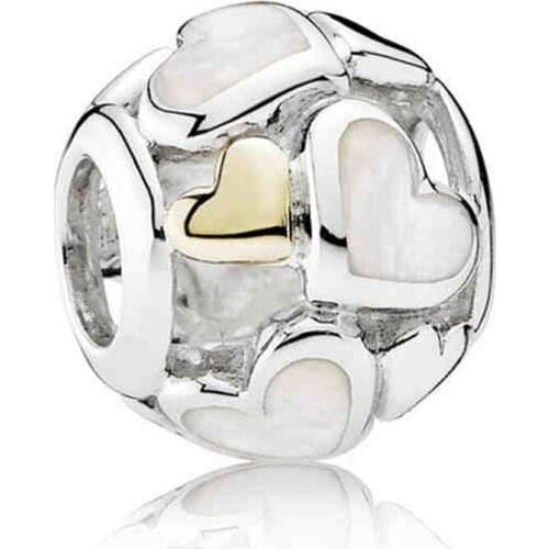 Luminous Hearts Openwork Beads for Charms Bracelets Golden Shine Heart Jewelry DIY Women Vintage Charm Beads for Jewelry Making