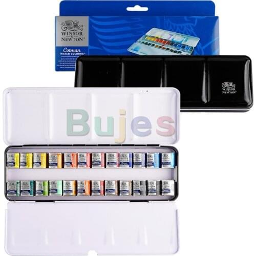 Winsor Newton Cotman Professional Watercolor Solid Pigment 12/24 Colors Tin Box Set ,Artist Quality Paint
