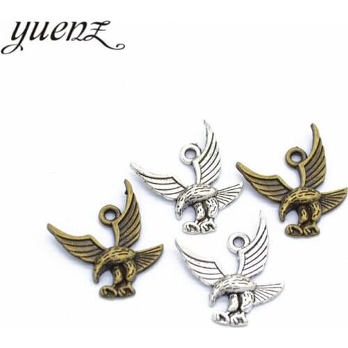 YuenZ 10pcs 2 color Tibetan Silver Plated Pendant Antique eagle Charms Jewelry Making DIY Handmade Craft 19*17.5mm D531