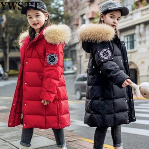 Winter Down Jacket for Girls 2020 Winter Parka Real Fur Long Down Outdoor For Girls Warm Waterproof Warm Hooded Thick Coat