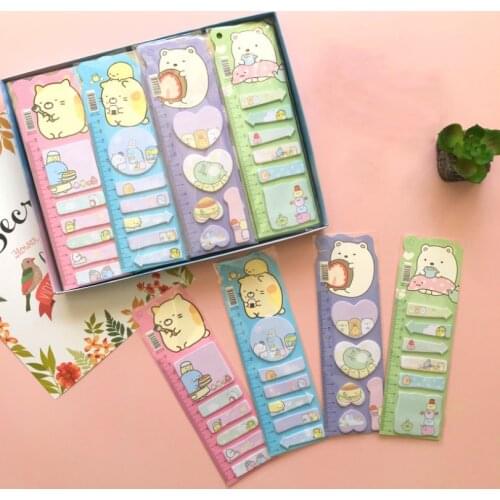 1pc Kawaii Sumikko Gurashi With Ruler Memo Pad Cute Sticky Notes Diary Stationary Flakes Scrapbook Decorative Sticky Notes