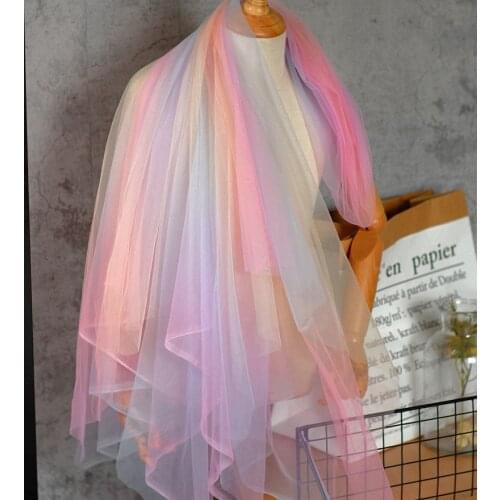 160cm Wide Colorful Gradient Rainbow Soft Net Guipure Tulle Lace Fabric Doll Sewing Accessories Childrens Clothing Dentelle