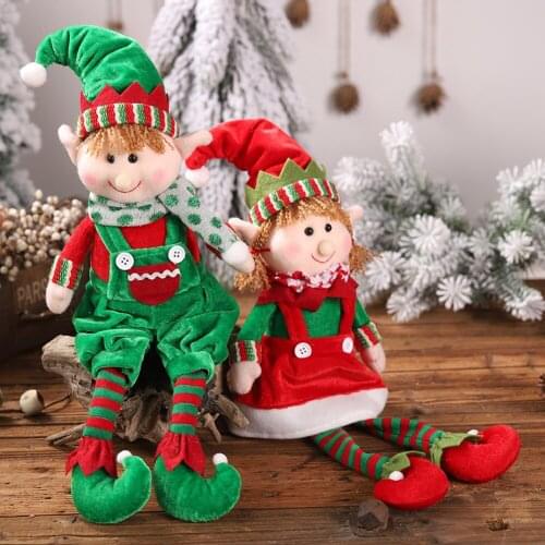 2021 Merry Christmas Elf Doll Toys For Home Ornaments For Kids Gift Birthday Holiday Table Decoration Plush Doll Toy Soft Cute