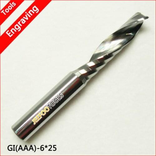 6*25mm Precision Single Flute Cutters, Solid Carbide Cutting Tools, Engraving Carving MDF, PVC Board, Acrylic