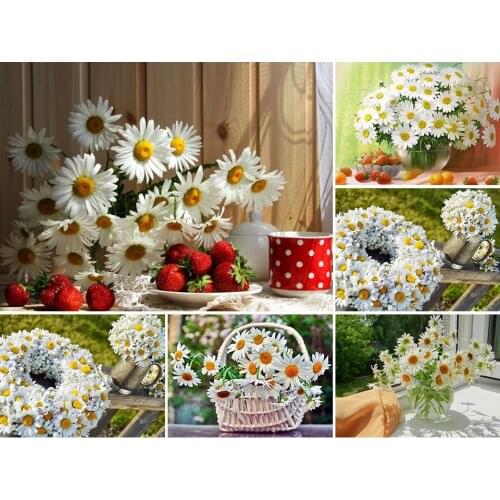 5D DIY Diamond Painting Daisy Flower Cross Stitch Kits Embroidery Mosaic Art Picture of Rhinestones Decoration New Arrival