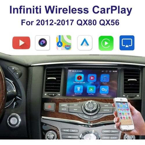Wrieless Car Carplay support Iphone Android Auto Youtube video For 2012-2017 QX80 QX56