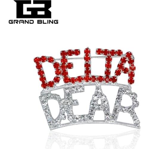 Blingbling Rhinestone Brooch Jewelry Greek Letter Pins "DELTA / DEAR"